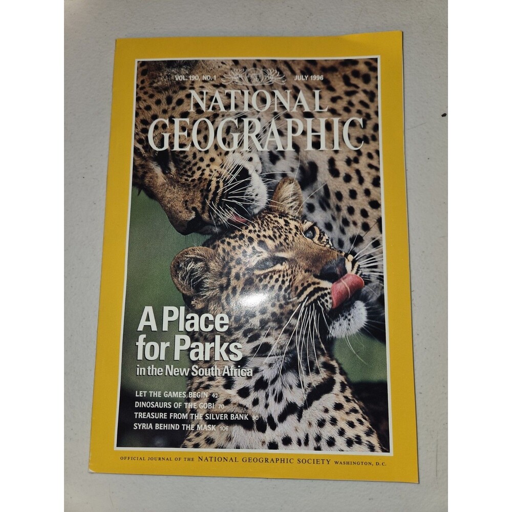 National Geographic July 1996 Magazine South Africa Parks Dinosaurs of the Gobi